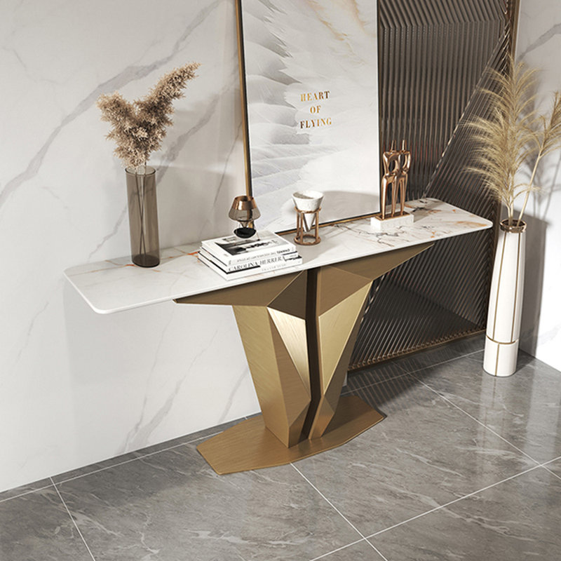 Console légère de style luxueux et moderne, H 33,5 po x l 63 po x P 13,8 po, Doré