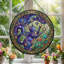 Panneau de vitrail Starry Cat, vitrail, 7,8 H-554223711