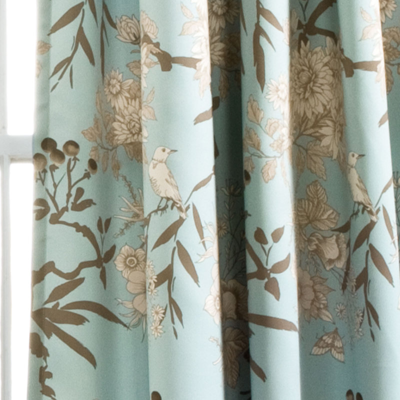 Botanical Garden Room Darkening Curtain Pair, 52"W x 84"L, Blue