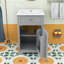 Meuble-lavabo contemporain simple avec lavabo en céramique, porte à fermeture douce et tablette réglable-1325059899