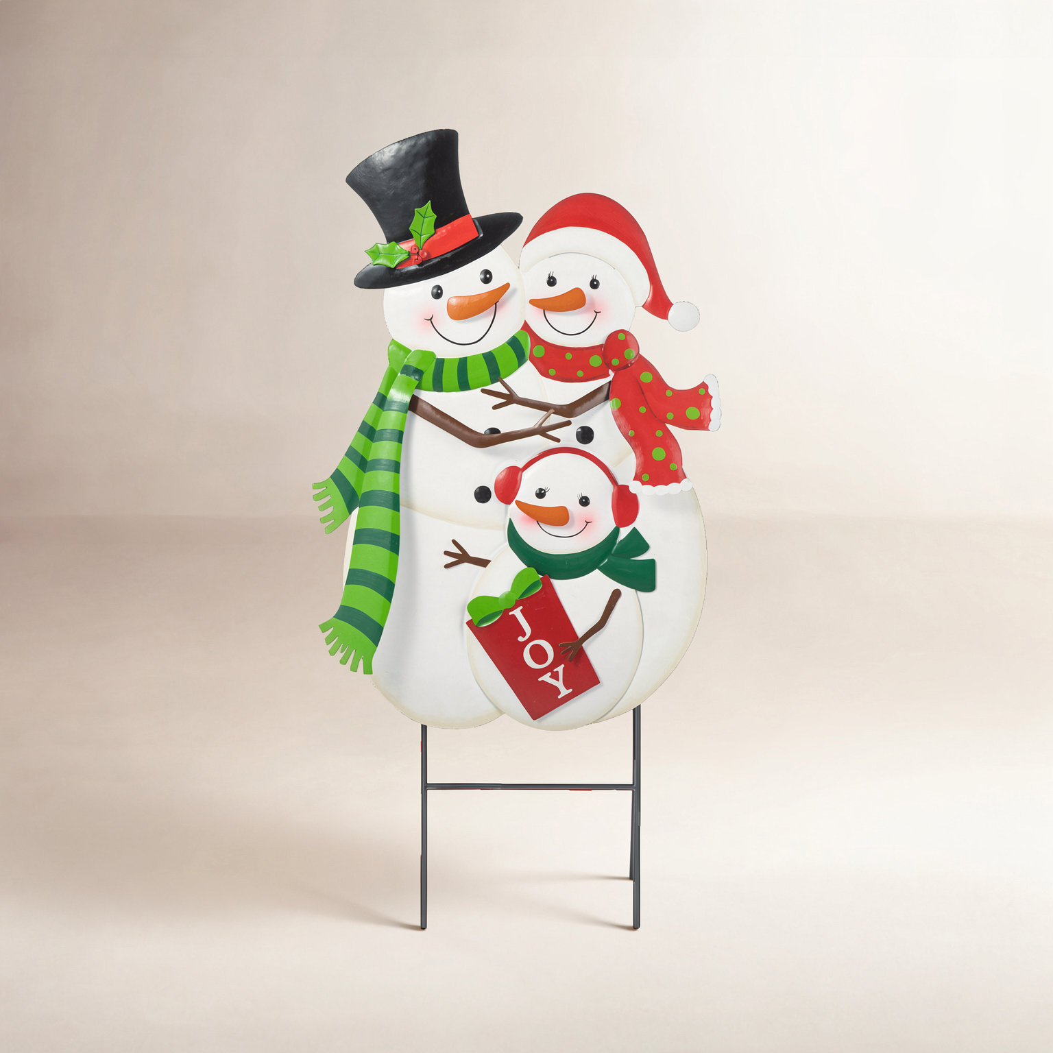 Metal Snowman Family Yard Stake
