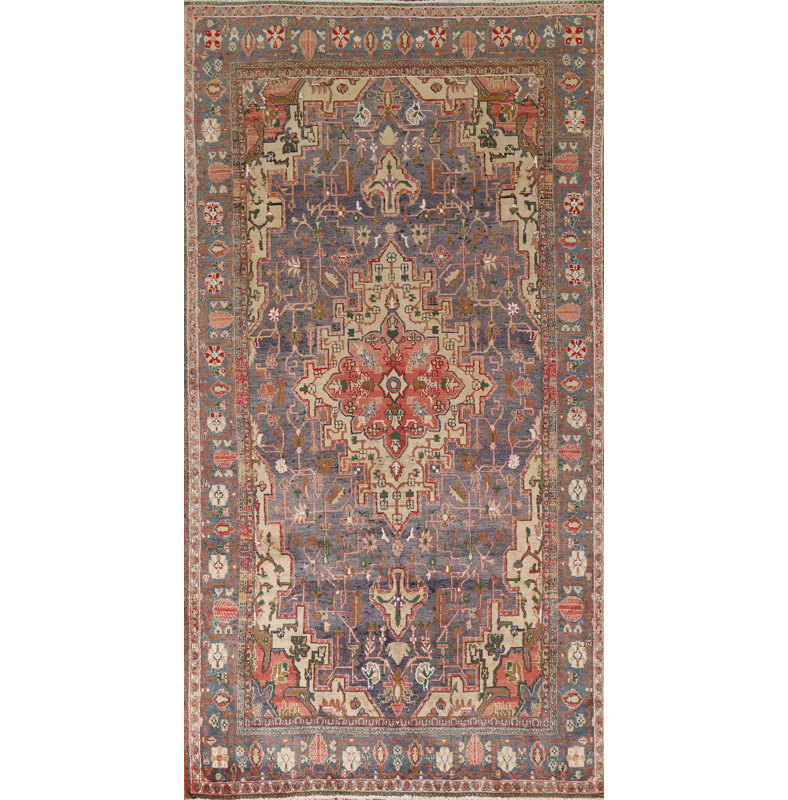 Tapis traditionnel rétro bleu 5 x 5