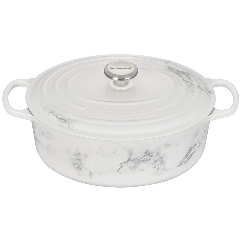 Le Creuset Signature Enameled Cast Iron Marble Collection 6.75 Qt. Oval Dutch Oven with LId