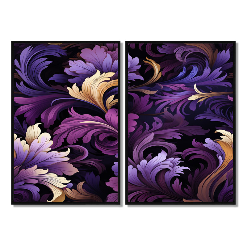 Ragdolls royal mauve foncé - grande décoration murale cachemire, Black, 36" H x 48" W, Framed Print without Mat
