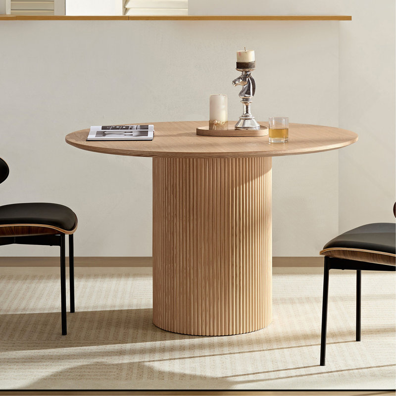 Table de salle à manger ronde, panneau de fibres à densité moyenne Handcraft, Chêne, H 29,88 po x L 47,24 po x l 47,24 po