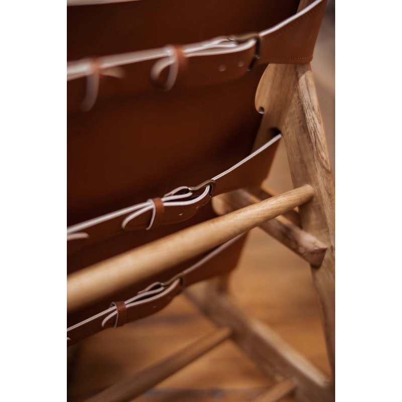Chaises d'appoint en chêne massif avec revêtement en cuir végétalien, Brun