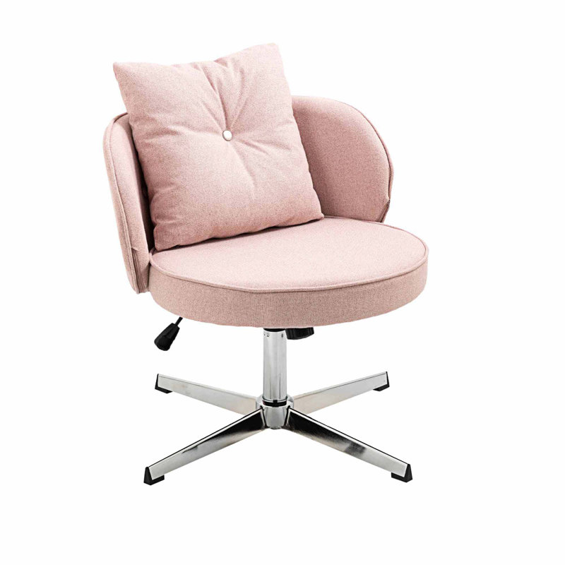 Chaise de bureau Geshia, Argent, Rose