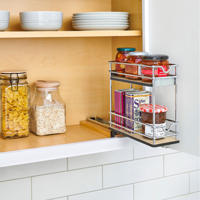 Rev-A-Shelf 5" Pullout Organizer for Cabinets, 2 Tier Upright Shelf, 5WU2-5W1-1