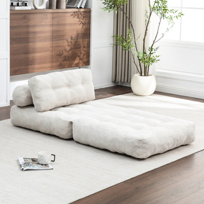 Fauteuil-lit convertible, lit simple pliable beige avec coussin et soutien lombaire, idéal pour un lit dans une chambre d'amis, mousse à déchiquetage confortable pour le dossier du fauteuil