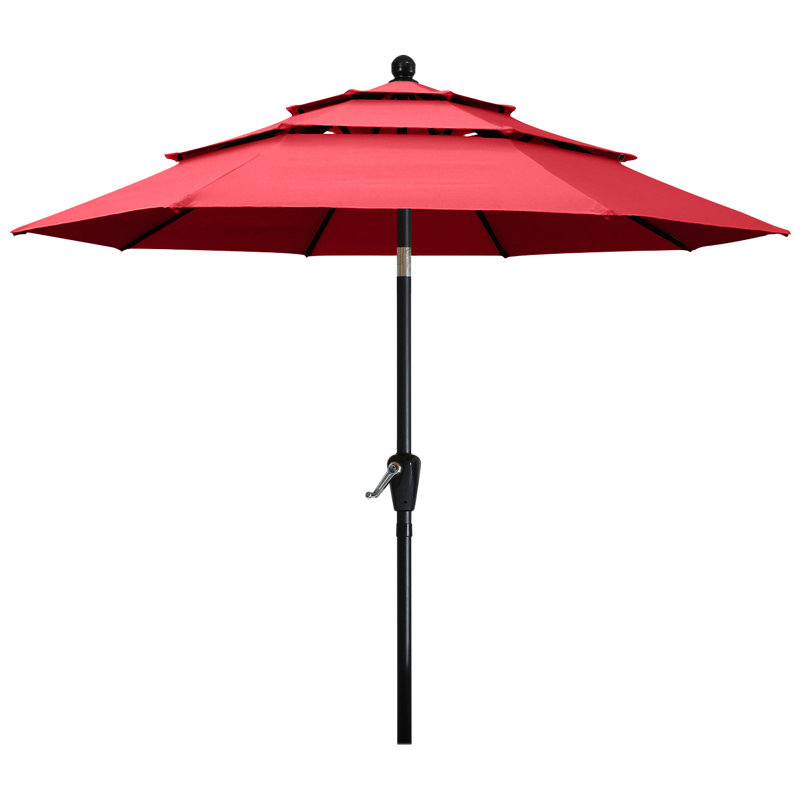 Parasols de patio à 3 niveaux Miqdad par Arlmont & Co., Rouge, H 100,4 po x l 132 po x P 132 po