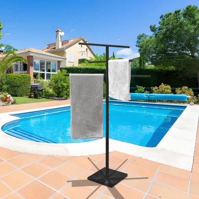Marble-base freestanding outdoor towel rack