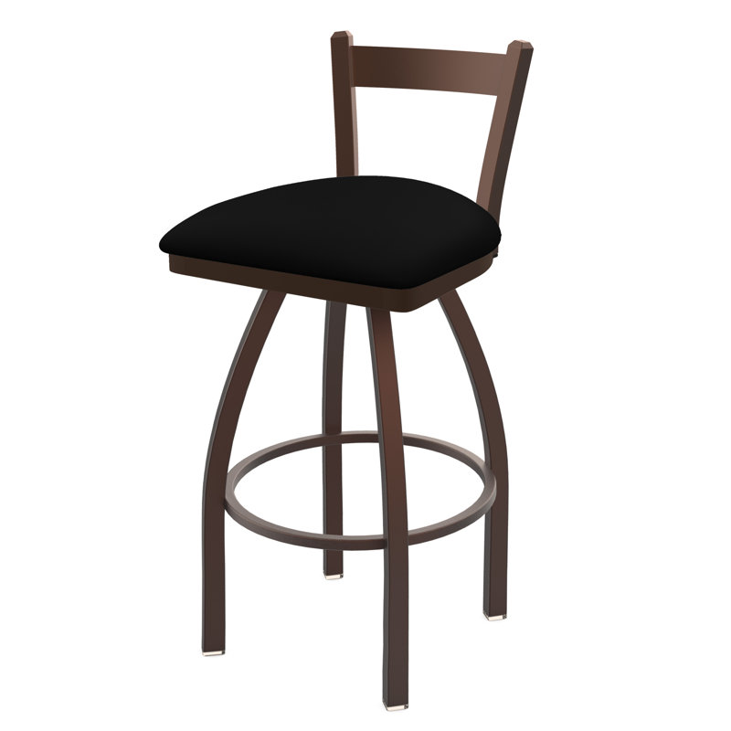 Tabouret de bar 821 Catalina, Vinyle noir, Bronze, Tabouret de bar (assise de 30 po de hauteur)