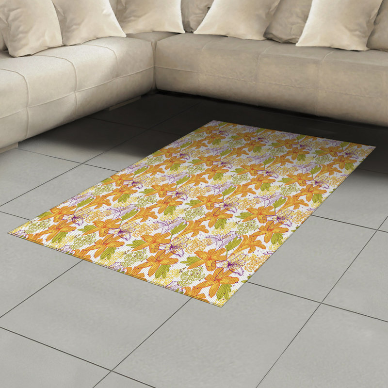 Floral High Density Long Fiber Poly Threads Decorative Area Rug Carpet, Rectangle 4' x 5'8"