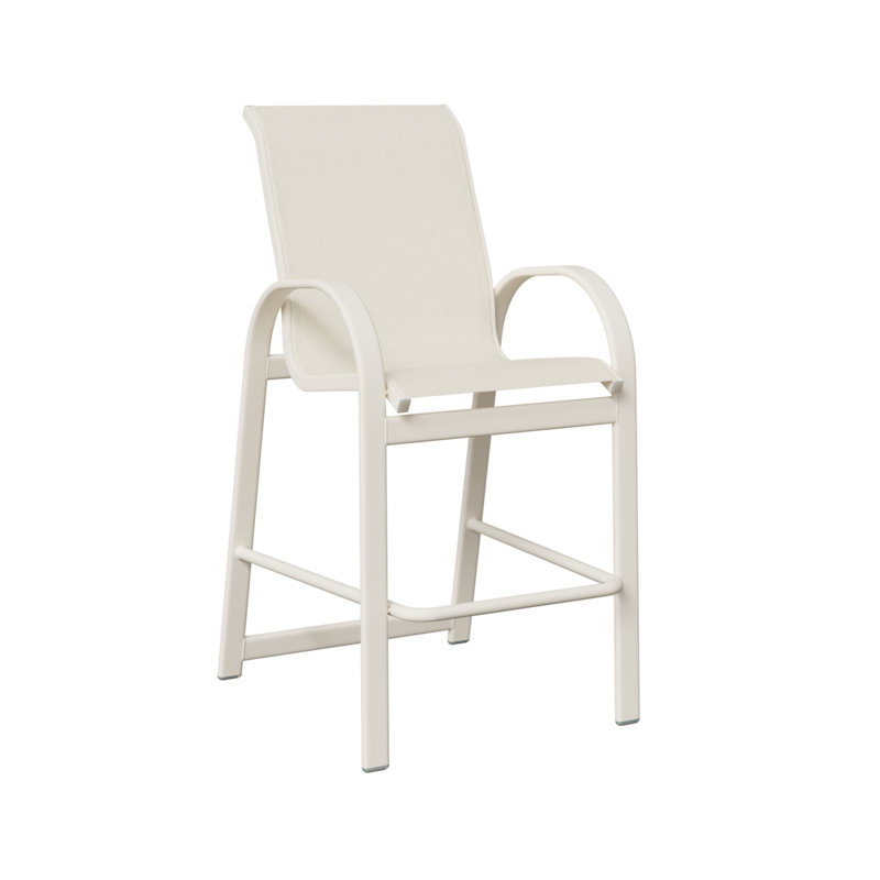 Chaise de bar en aluminium blanc mat Berlin Sling, Blanc, Blanc mat