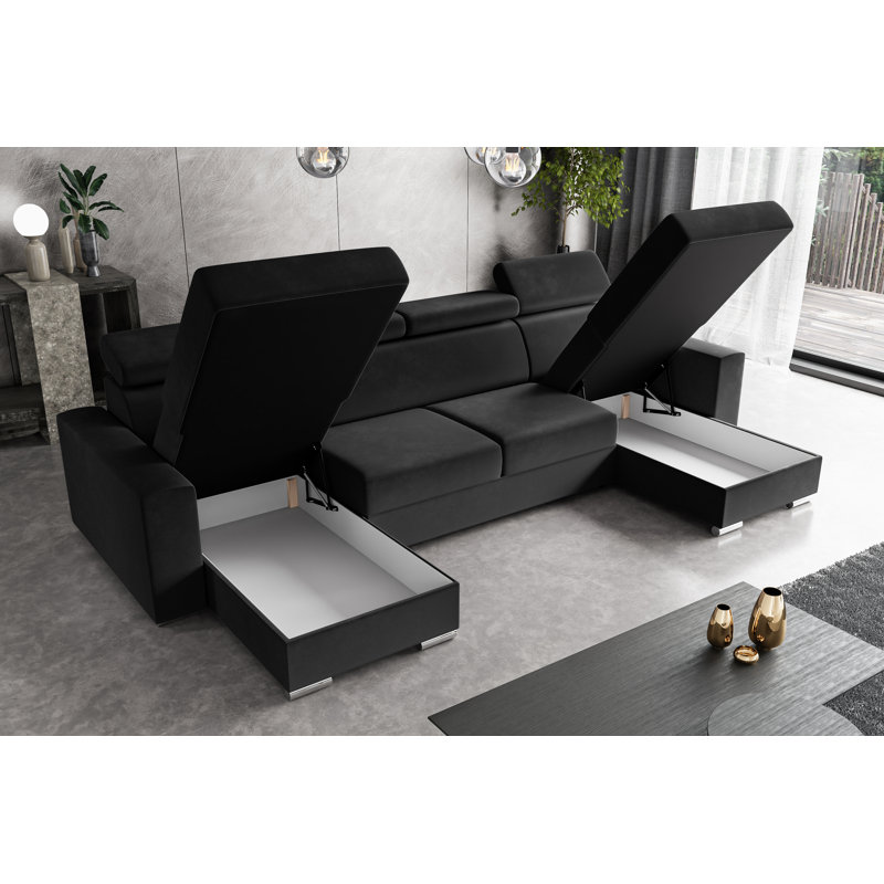 Bowgen 4 Seater Corner Sofa , Black