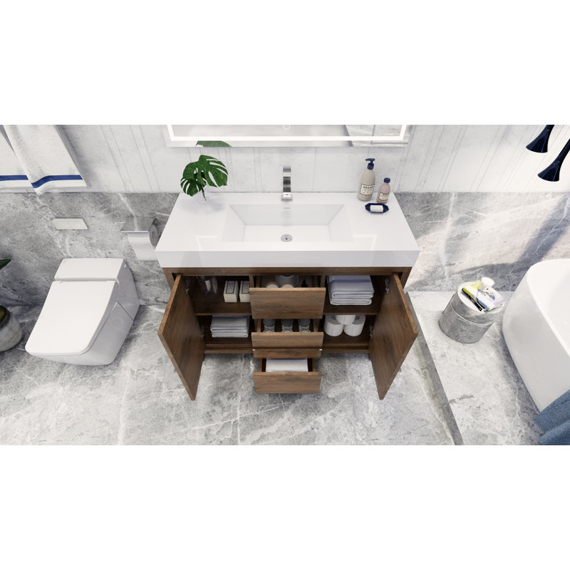 Ensemble de meuble-lavabo simple 48 po Tusculum, Palissandre, Chrome