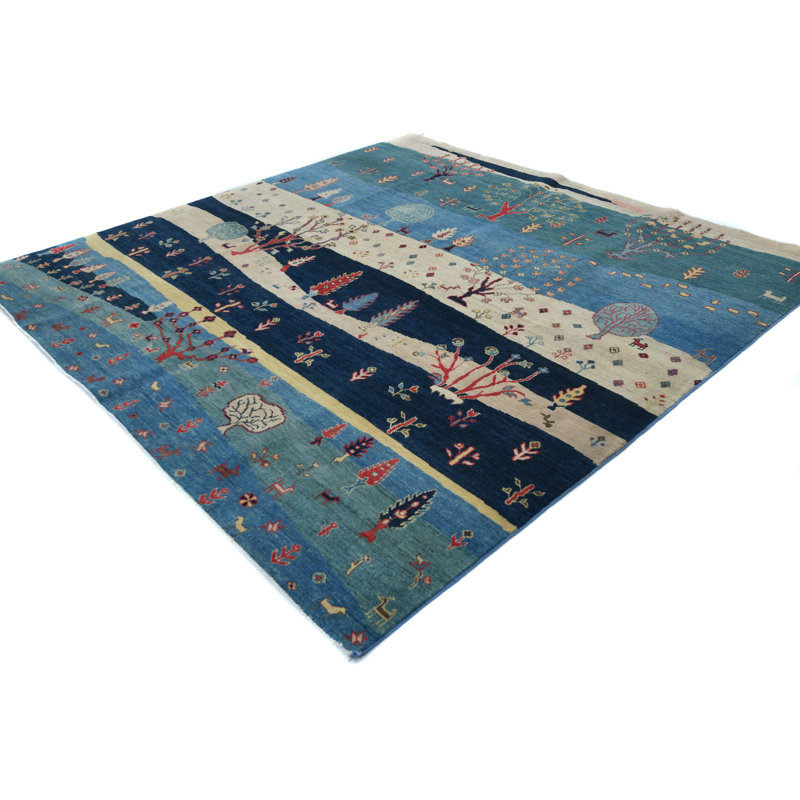 Tapis oriental tribal multicolore 8 x 8 One-of-a-Kind