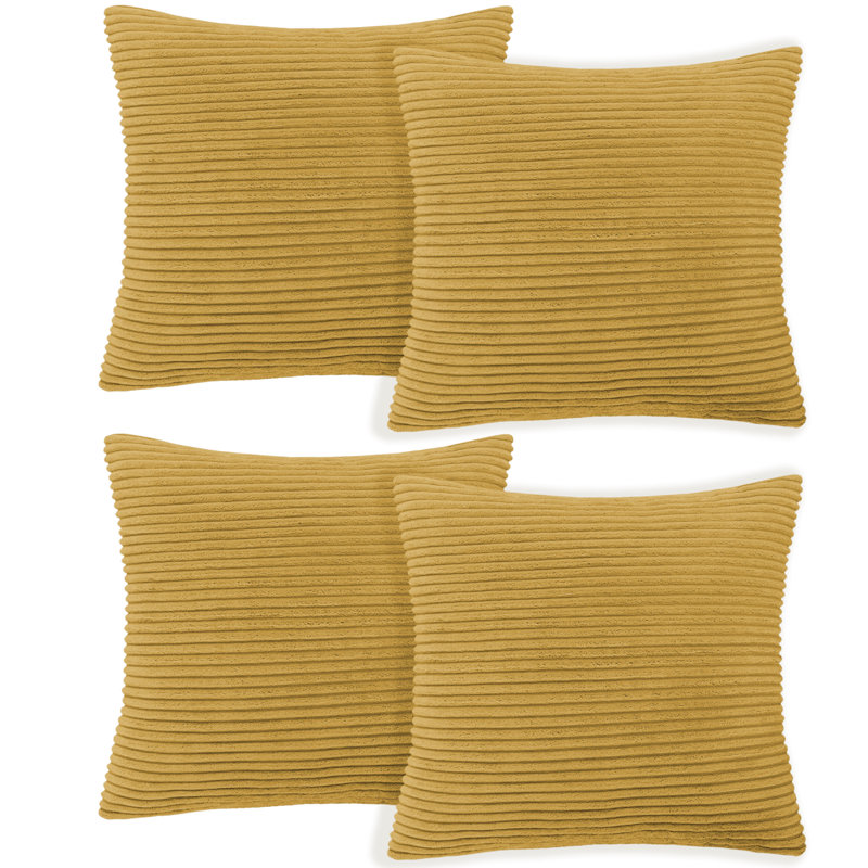 Striped Square Euro Cushion Cover, Ochre