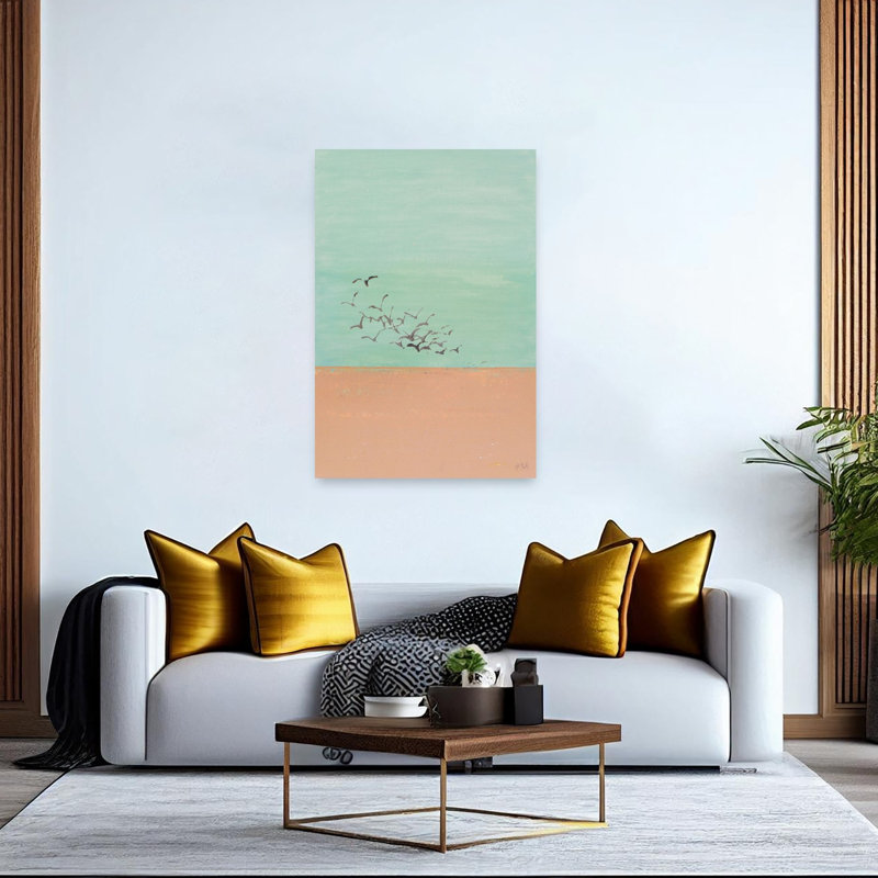 «Peaceful Desert Flight», impression d'oiseau minimaliste, paysage, paysage, nature, 60" H x 40" W