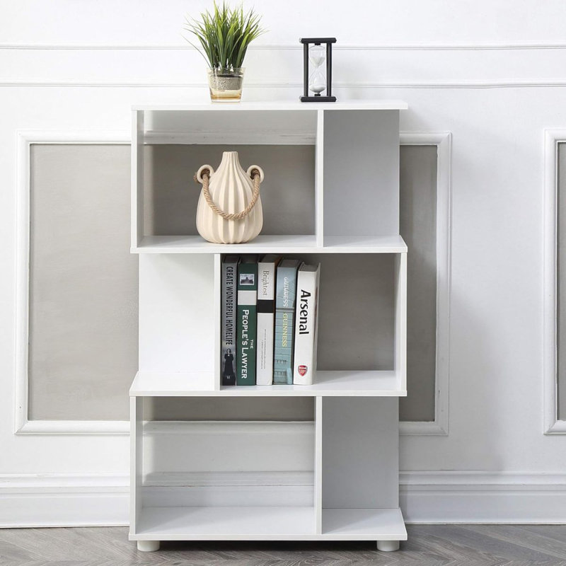 Bibliothèque à 3 tablettes Modern Modern Staggered, blanc