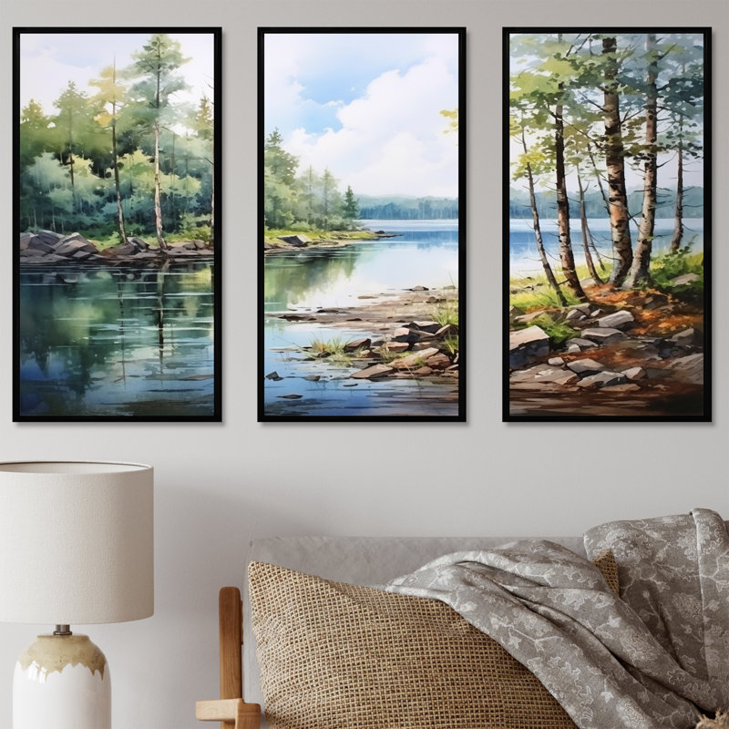 Ensemble de décorations murales Lakes Rivers Scandinavian Tranquility I - River, H 28 po x l 36 po x P 1 po