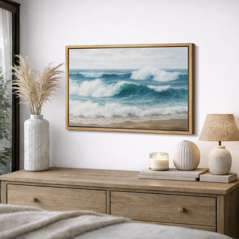 "Coastal Ocean Waves", sérénité, photos de salon de plage, impression encadrée sur toile, H 24 po x l 36 po x P 1,5 po