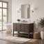 Meuble-lavabo simple autoportant à chevrons de 48 po avec plateau en pierre d'ingénierie Chazden-885361349-993051407