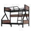 Lit superposé noir, lit superposé en métal avec tablettes de rangement et lumières pour les adolescents-1095007805
