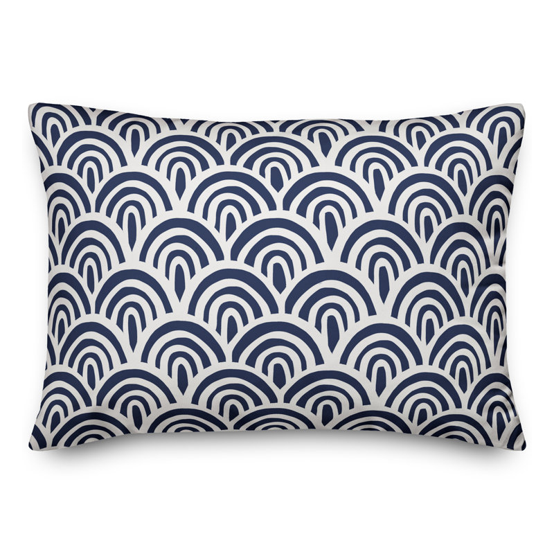 Abstract Outdoor Throw Pillow, Navy/Cream, Polyester