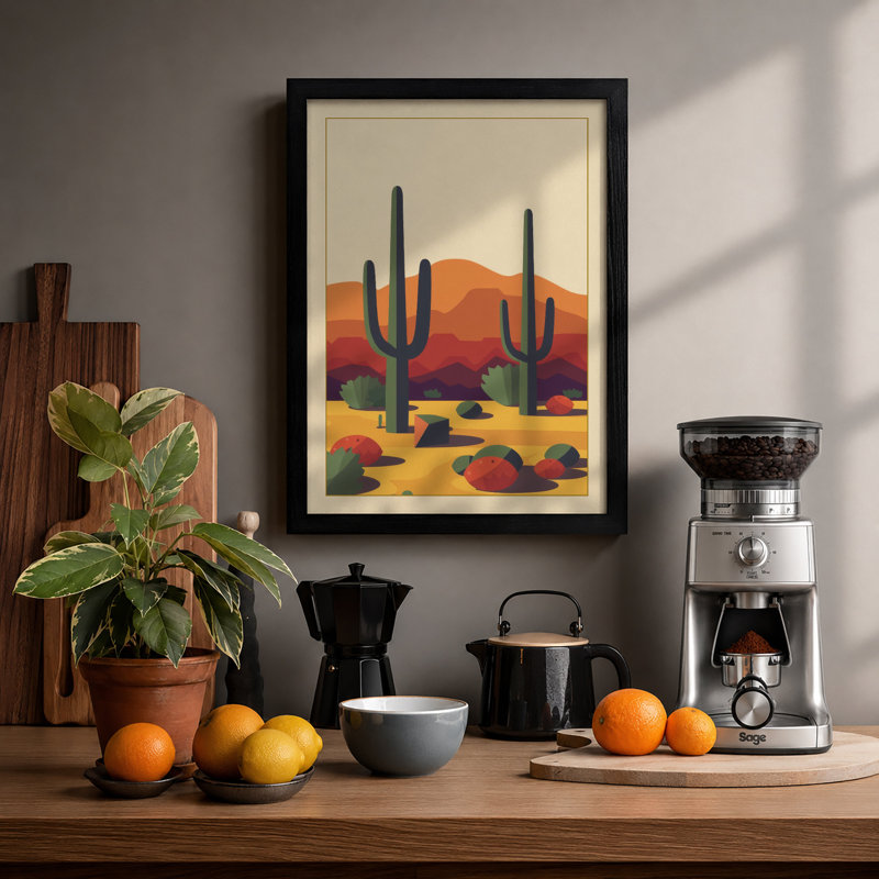 Desert Sentinels Geometric - Print, A2 - 59.4 x 42.0 cm, Black