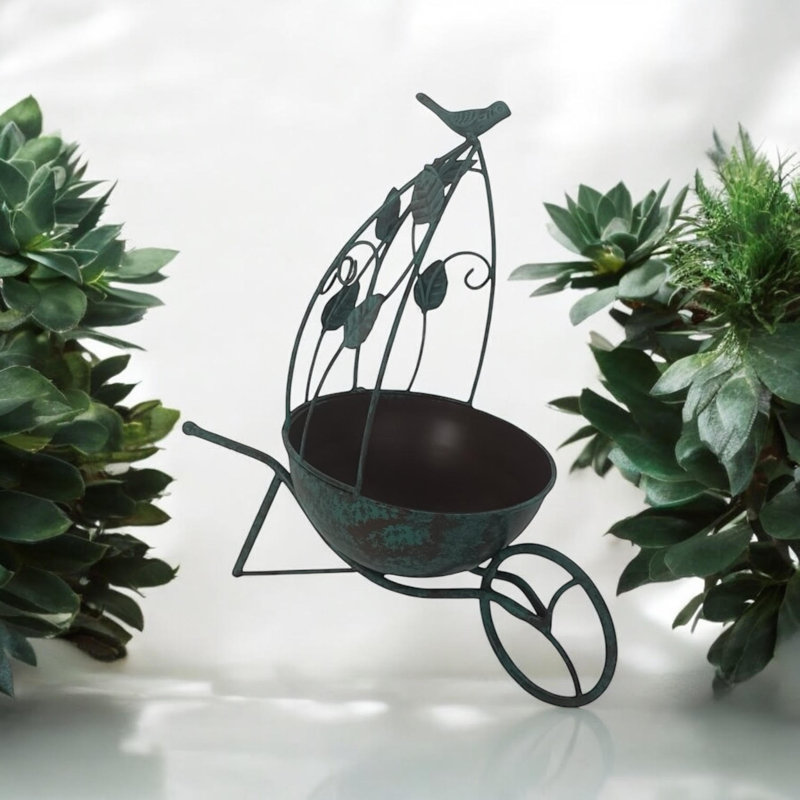 Stylish Meiko Metal Planter – Durable Rustic Flower Planter for Indoor, Outdoor, and Garden Display, Green