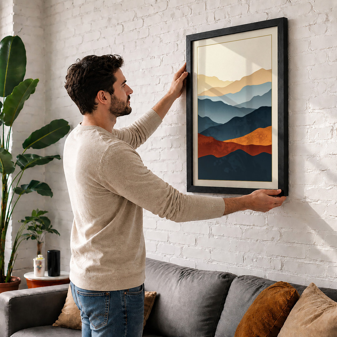 Mountains at Dusk Minimalist Framed Art Print