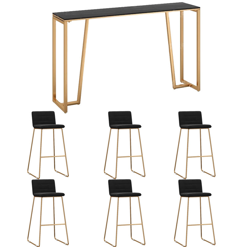 Tabourets et tables de luxe et luxueux, H 41,3 po x L 86,6 po x l 15,7 po, Noir et or, Noir