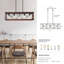 Luminaire suspendu de style campagnard industriel en bois rouge 32 po, lustre 5 lumières pour salle à manger, îlot de cuisine, décor de café