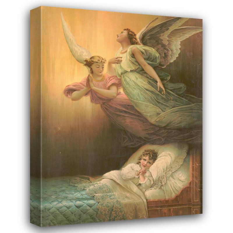"Angels and Little Girl Praying" by  MuseumPrints - Gallery Wrap Canvas Wall Art, 48" H x 33" W