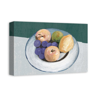 Emerald Fruit on a Plate  Wrapped Canvas Painting Print