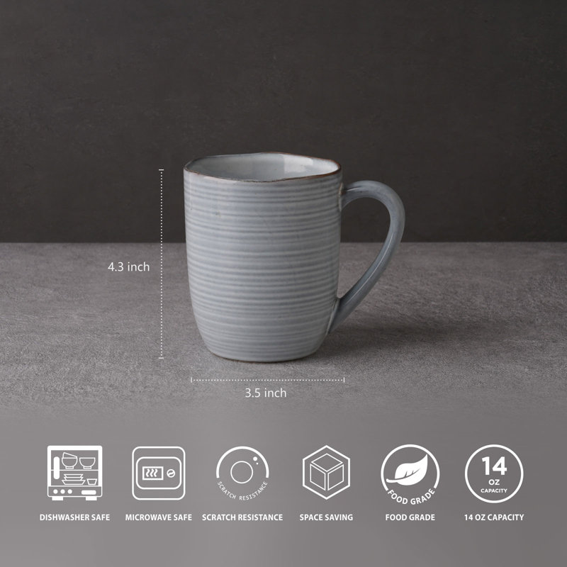 Ensemble de 4 tasses à café en grès Fellows, Bleu perle
