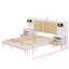 Structure de lit grand en bois massif avec tables de chevet assorties et conception intégrée à la lampe-1178557727