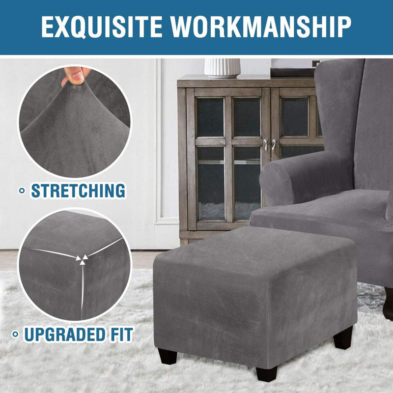 Square Ottoman Covers Ottoman Slipcover Square Footstool Protector Covers Storage Stool Ottoman Covers Stretch With Elastic Bottom, Feature Real Velvet Plush Fabric