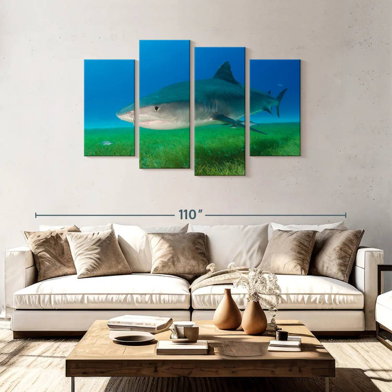 Brampt Tiger Shark On Sea Grass, 48" H x 75" W