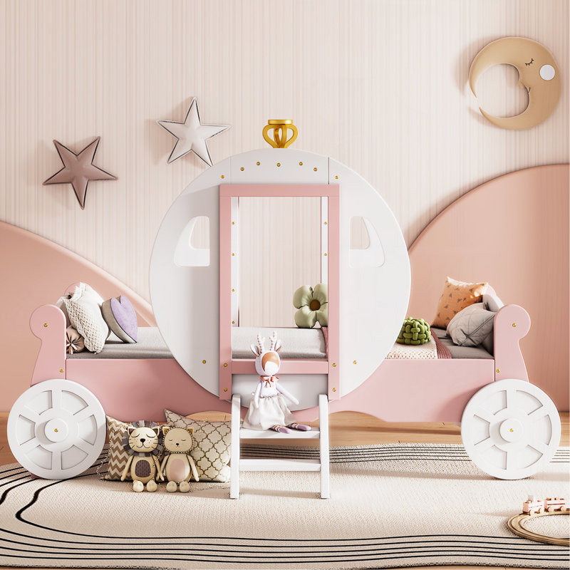 Twin Size Princess Carriage Bed With Crown