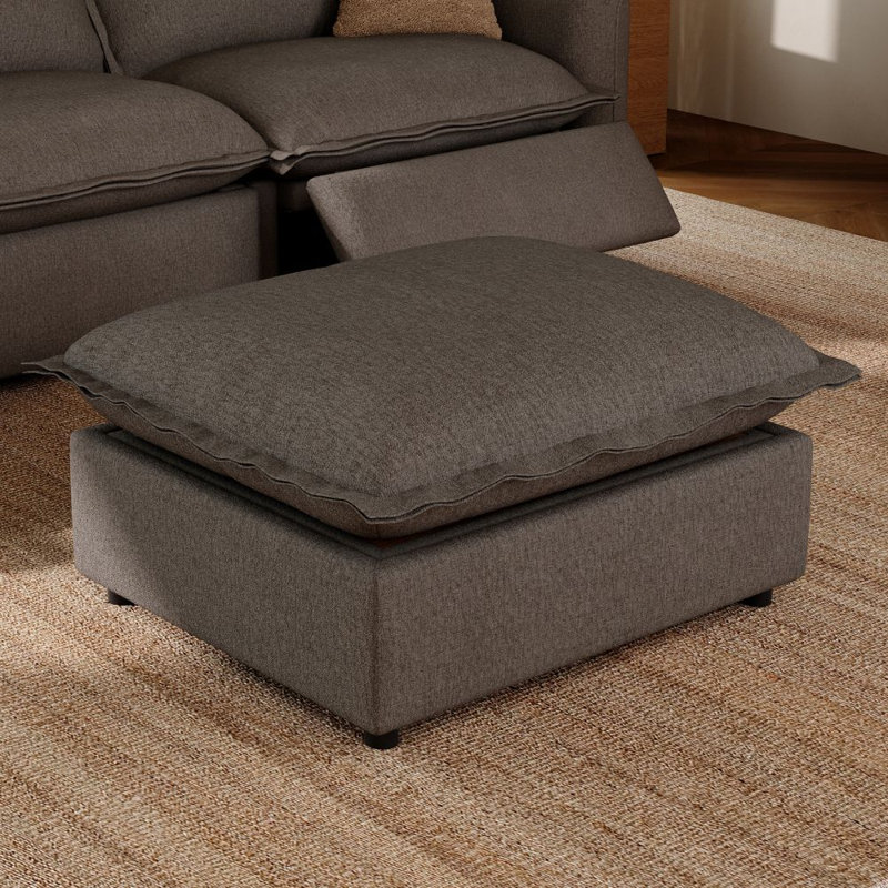 Rangement et table basse avec repose-pieds, lin, Gris foncé