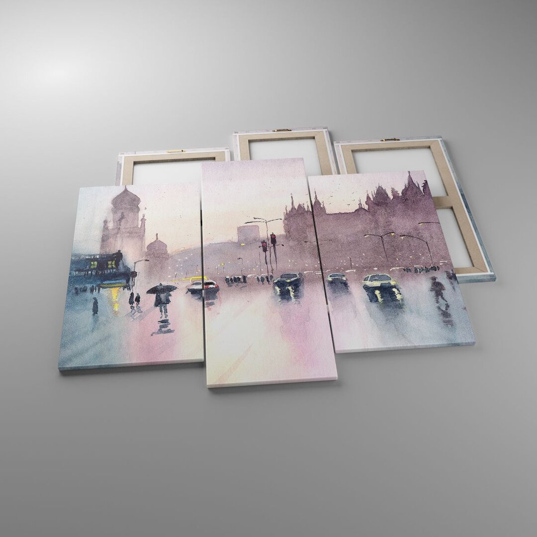 3-tlg. Leinwandbilder-Set Watercolour City Historical Monuments