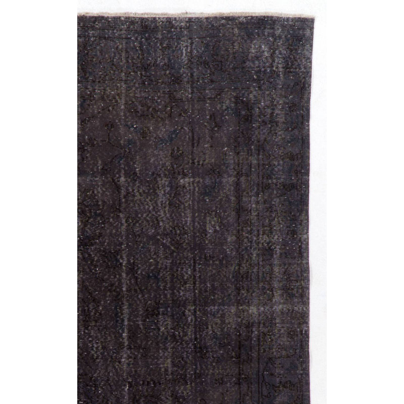Tapis gris anthracite vieilli 6,5 x 10,6 pi fabriqué à la main et teint à la main