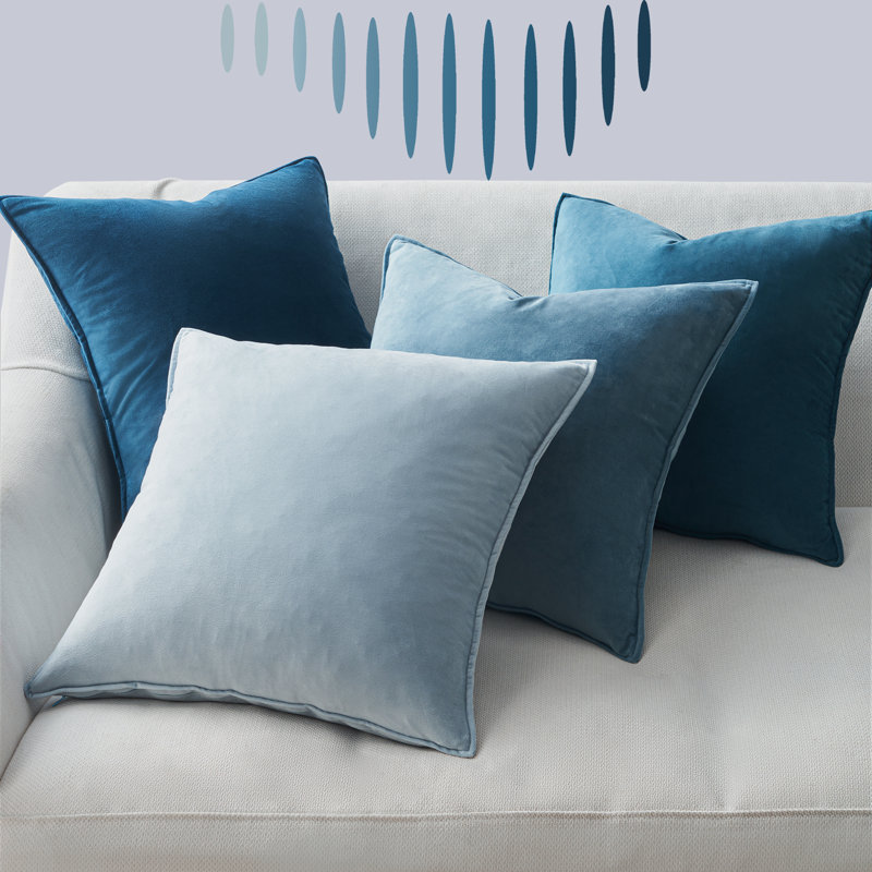Velvet Reversible Pillow Cover, Blue, 18"H x 18"W