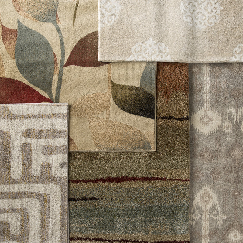 Sybill Striped Multi Stain Resistant Area Rug, Rectangle 3'11" x 5'5"