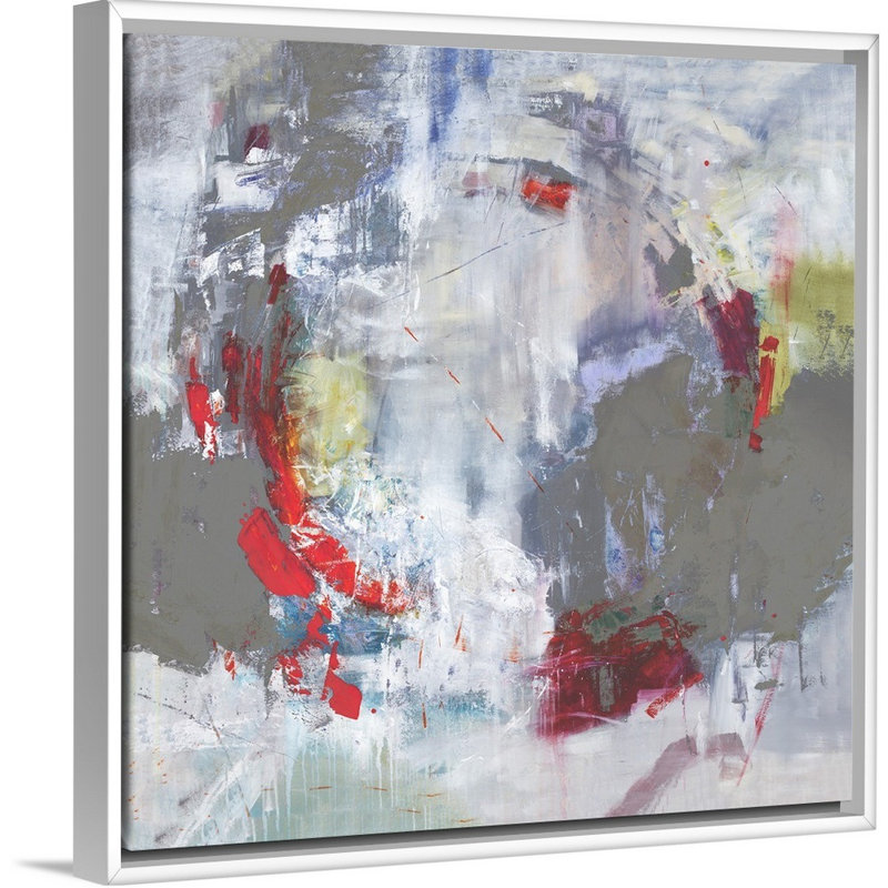 « stepping through ii », peinture sur toile, H 25,7 po x l 25,7 po x P 1,75 po, Cadre flottant blanc