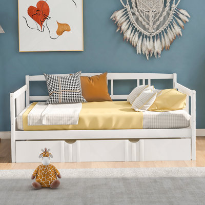 Daybed Wood Bed with Twin Size Trundle
