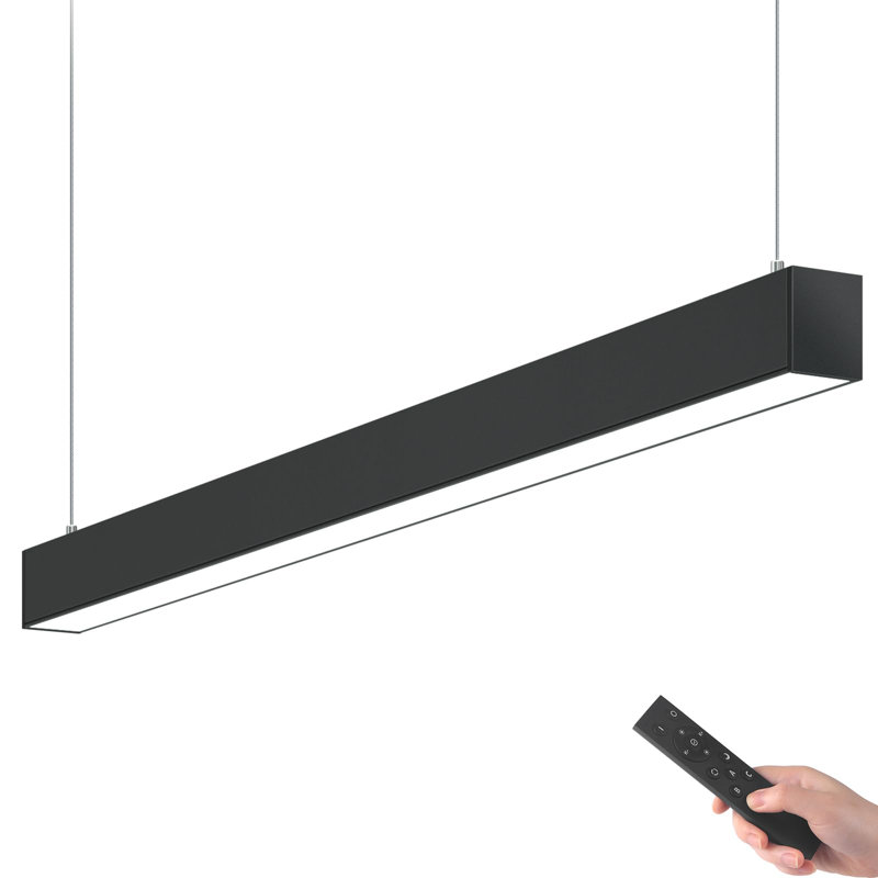 Éclairage linéaire à DEL 4 pi Barrina série 5568, 2e génération, connexion sans couture 45 W, plafonnier à intensité variable de 3000 K à 6000 K avec télécommande pour bureau, noir, 1 paquet