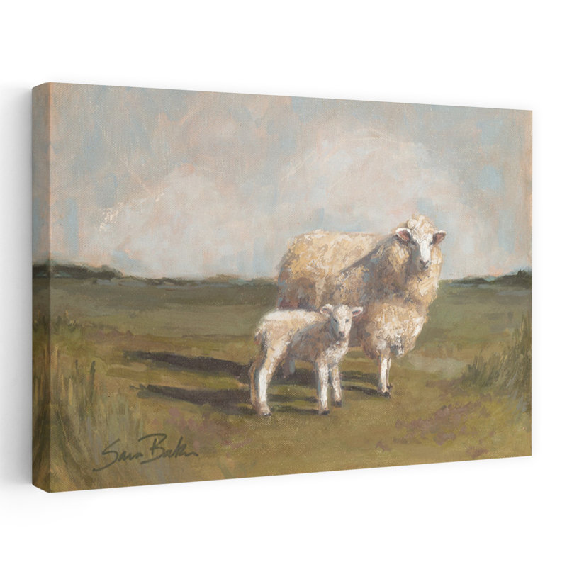 «Sheep in the pasture II», art contemporain contemporain, H 16 po x l 24 po